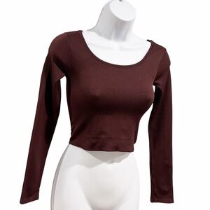 Athleta Longsleeve Ribbed Scoop Neck Fitted Crop Top size XS